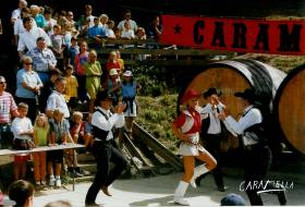V roce 1998 už nás do Weitensfeldu pozvali na celé léto. Spali jsme na faře, ach bože! Ve městečku už postavili taneční parket. Tady tančíme Pánskej s Trnkulí...  » Click to zoom ->